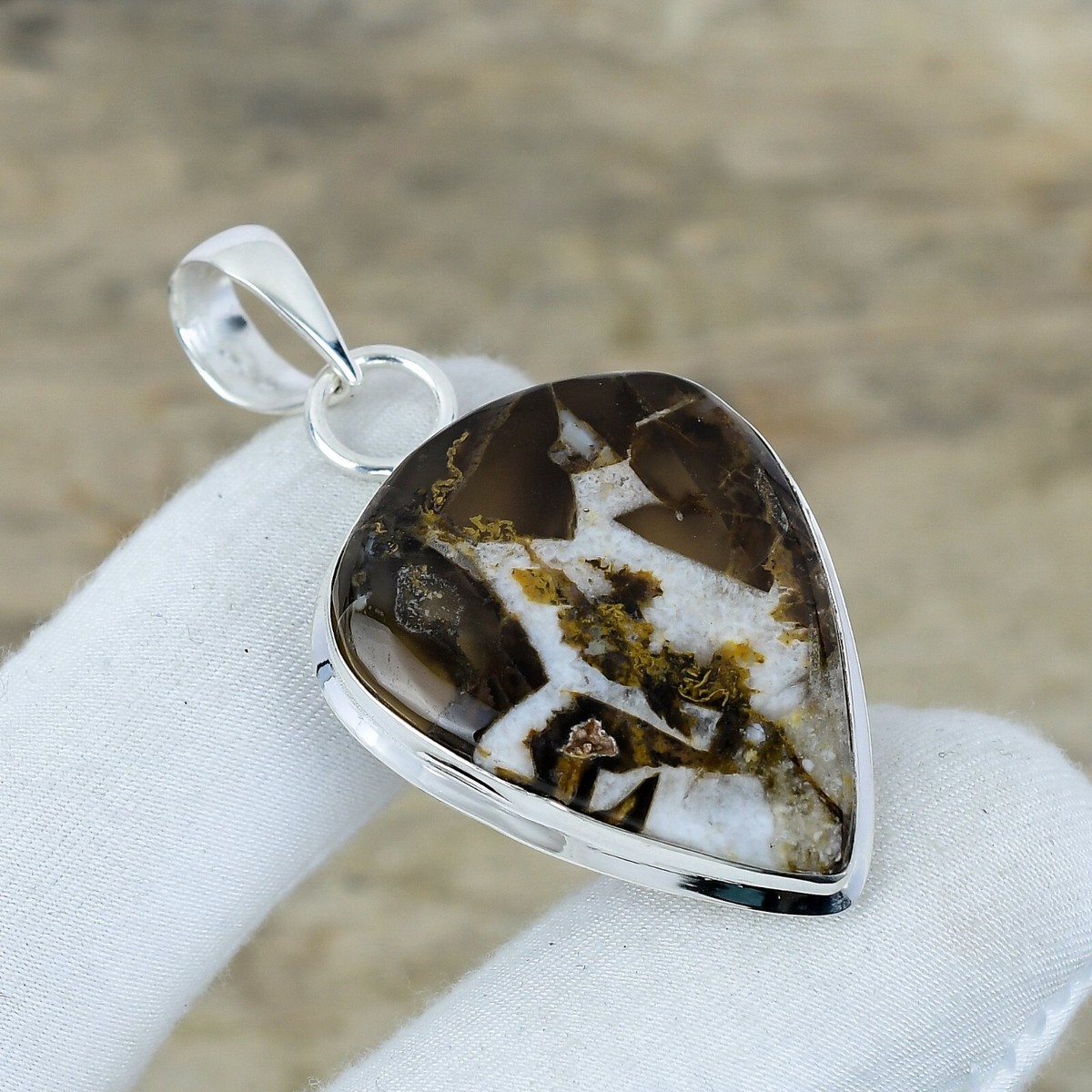 Genuine 925 Sterling Silver Pendant Necklace – Lapis, Pearl, Agate & Garnet Gemstone Boho Jewelry - View #3