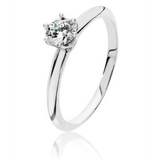 Sterling Silver 5mm Solitaire Ring Rhodium Plated 925 Hallmark Engagement