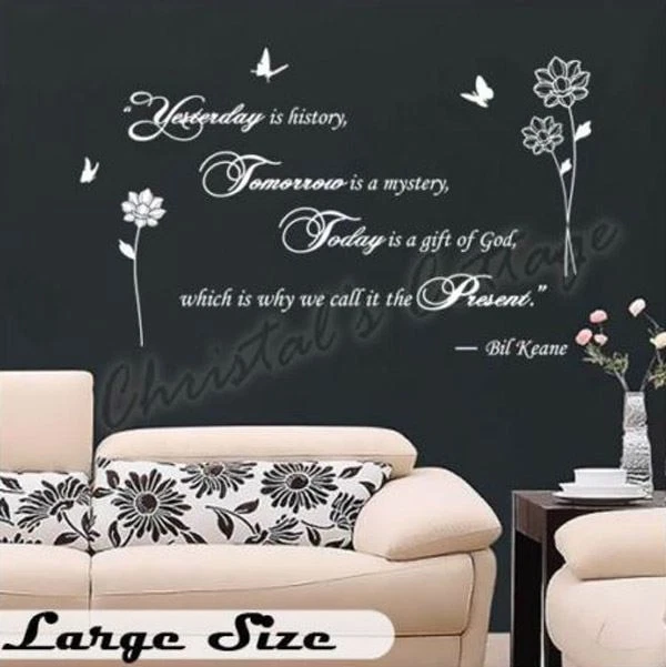 Fancy Writing Yesterday Today Tomorrow Quote Wall Art Decals Decoration Stickers