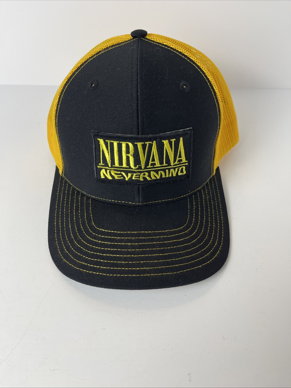 Nirvana Nevermind Hat Cap Embroidered Yellow Logo… - image 1