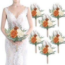 Bridesmaid Bouquets for Wedding - Set of 6 Artificial Flowers Bouquet for Fal...
