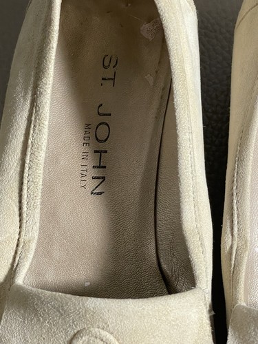 ST. JOHN SZ 7.5 Beige SUEDE PUMPS HEELS DRESS SHOES MADE IN ITALY - Picture 3 of 5