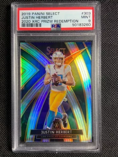 2019 Select Justin Herbert XRC Rookie #303 Silver Prizm Redemption PSA 9 MINT 