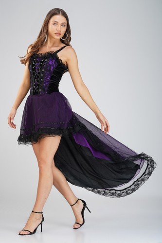Gothic Long Corset Dress Halloween Costume Prom Party Diff Colors & Sizes - Foto 17 di 46