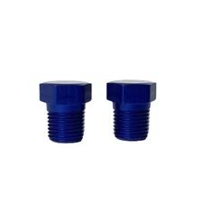 2 pieces 1/8” NPT Male Aluminum Hex Head Pipe Block Off Plug Fitting Blue