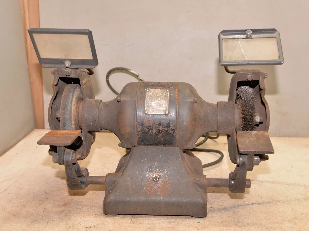Vintage Miller Falls 1 2 hp cast iron bench grinder heavy duty