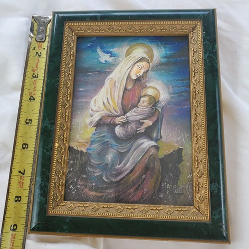 Mother Mary & Baby Jesus Original Watercolor Painting Signed Vernon J Viola 2006 - Picture 3 of 9