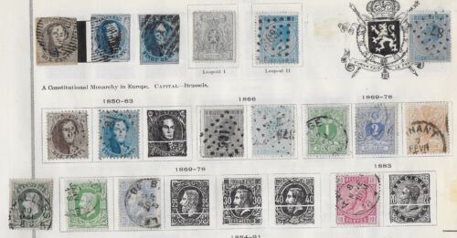 17 Belgium Stamps  from Quality Old Antique Album 1866-1883 - Afbeelding 1 van 1