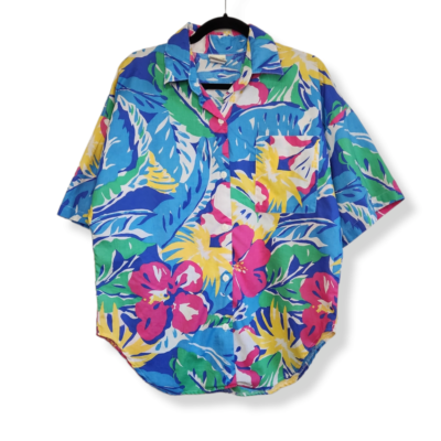 Vintage 70s 80s Floral Button Shirt Hawaii Hawaiian Aloha