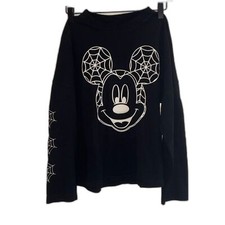 Disney Youth Mickey Mouse Spiderweb Print Long Sleeve Shirt Black Size XL