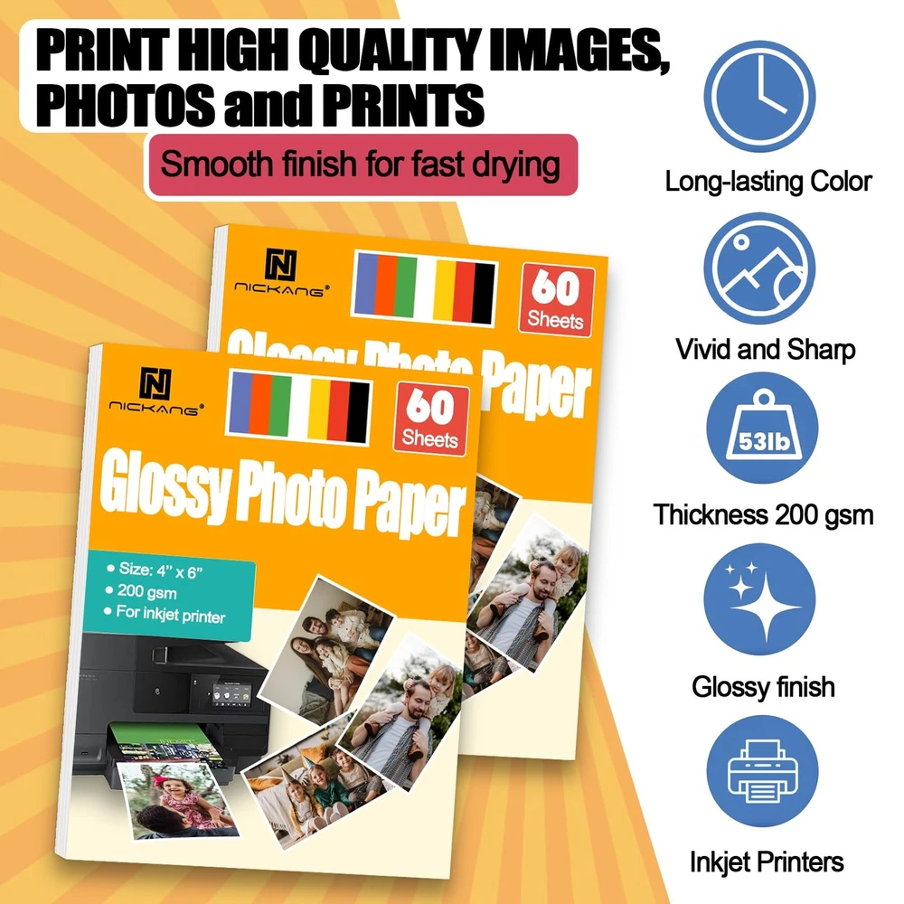 4x6 Glossy Photo Paper for Printers High-Quality 4x6 Photo Sheets
