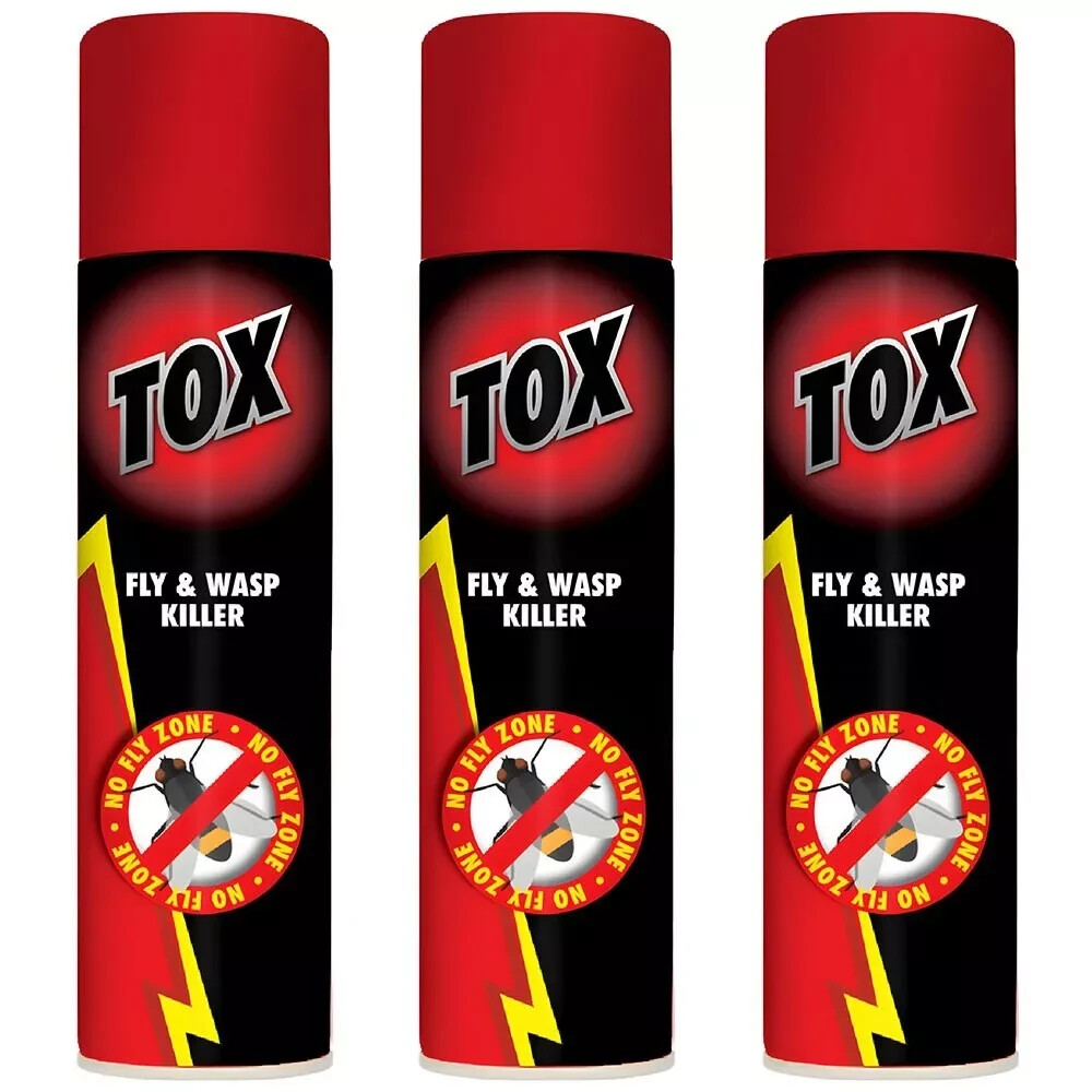 Tox Fly & Wasp Killer 300ml x 3 - Fast acting insecticide -