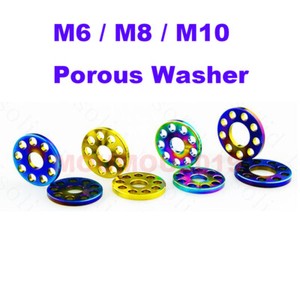 5pcs//lot Titanium Bolts Screws Washer M6 M8 M10 Porous Drilled Spacer Ti Washers