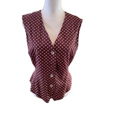 Vintage Madeleine Thompson Chocolate Brown Silk Print Vest Waistcoat