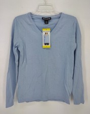 DKNY Jeans Sweater Women's Size S Long Sleeve Cotton French Blue Jeweled NWT