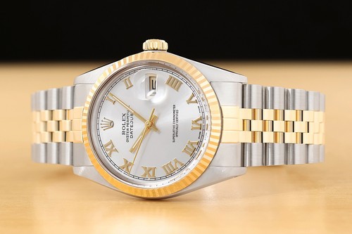RELOJ ROLEX PARA HOMBRE DATEJUST DE DOS TONOS ESFERA ROMANA PLATEADA Y CORREA ROLEX - Imagen 2 de 8
