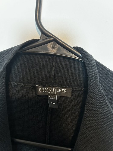 Eileen Fisher Womens Open Front Cardigan Sweater Black Silk/Cotton Size PM - Picture 2 of 4