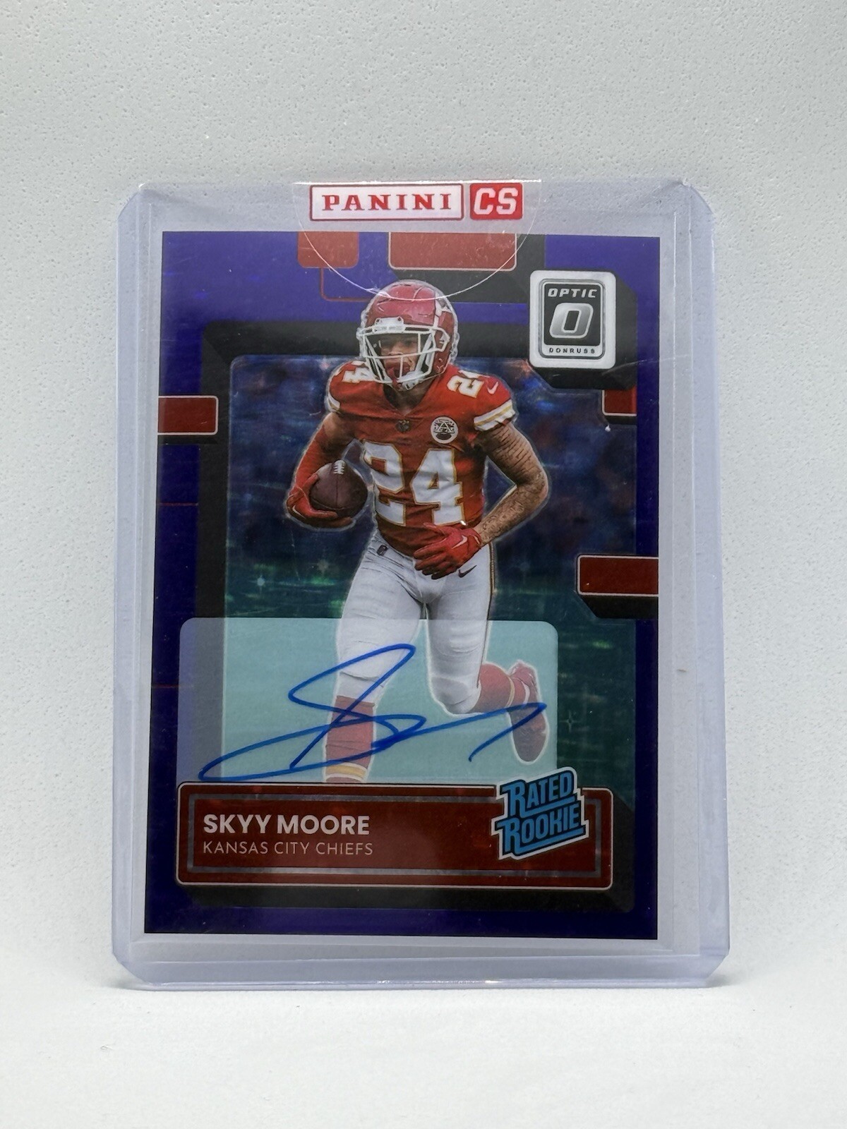 2022 Panini Optic Skyy Moore Purple Stars Auto /50 Kansas City Chiefs