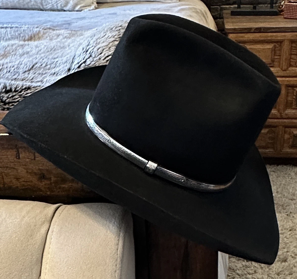 Chapeau de cowboy noir argent rapide auto-conforme ... - eBay