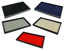 Stackable 1 Inch Plastic Tray with Choice of Leatherette or Velvet Display Pad