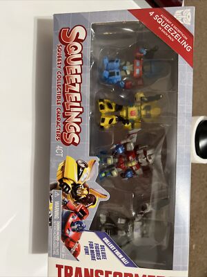 Transformers Squeezelings, Optimus Prime, Bumble Bee, Megatron Squeezy New