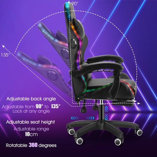 Altoparlante Luce RGB Alto con Gaming con Schienale LED Bluetooth h Sedia Sedia - Foto 5 di 12