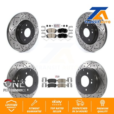 Front Rear Ceramic Pad Drill Slot Brake Rotors Kit For Hyundai Sonata GAS engine