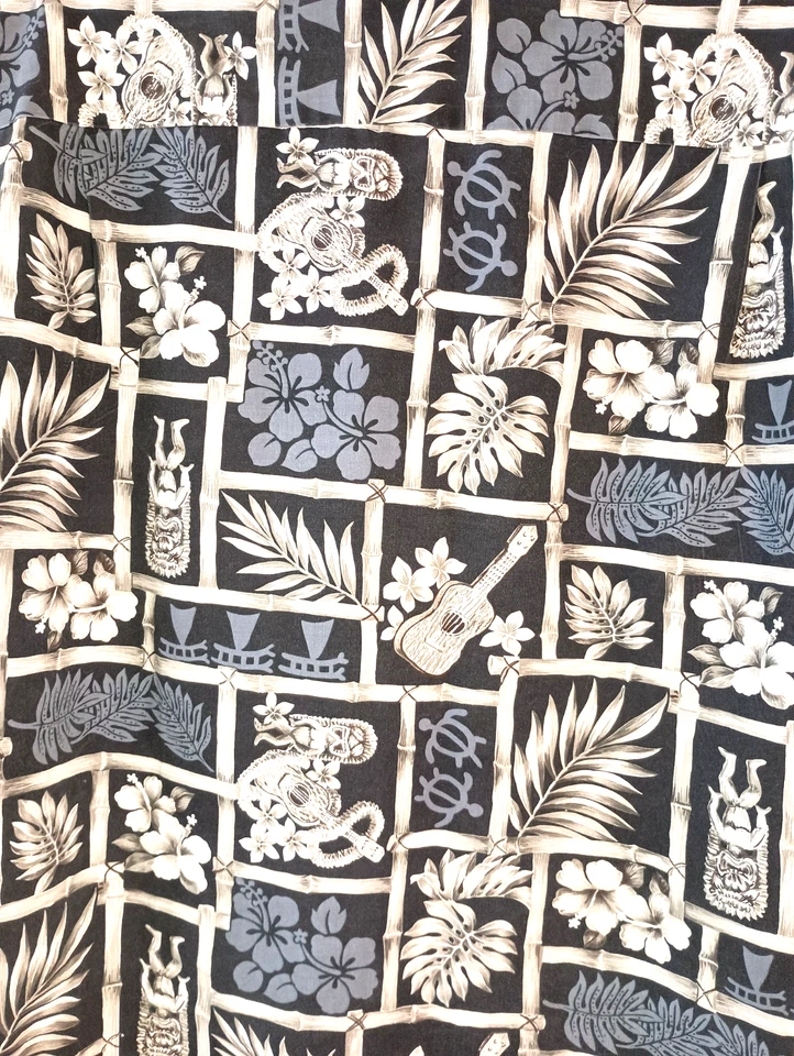 CAMISA HAWAIANA BAMBÚ TORTUGA LEI UKELELE TIKI NEGRA ROYAL CREATIONS DE COLECCIÓN PARA HOMBRE XL Foto 4 de 4