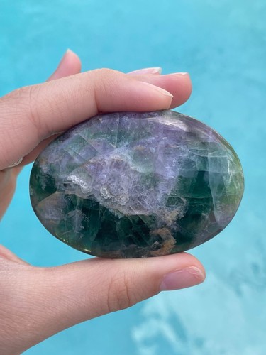 1 Genuine Natural Fluorite Palm Stone Crystal - Picture 49 of 117