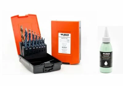 Gewindeschneider Set Edelstahl BAER M3 - M12 Gewindebohrer + Bohrer + Paste