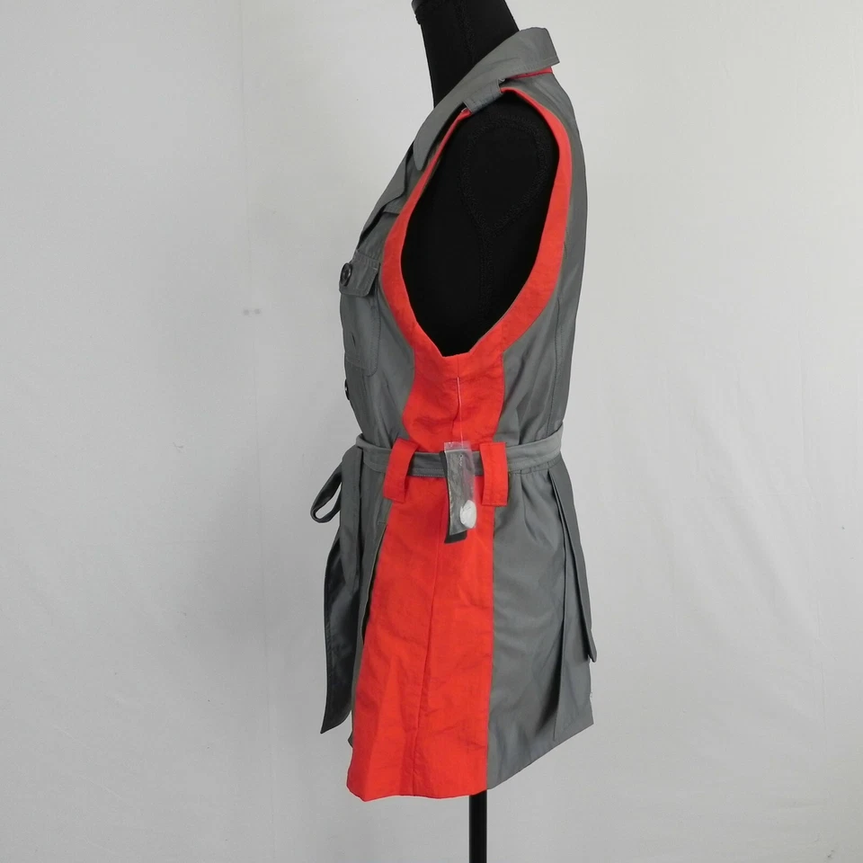 GET Chaqueta Mujer Gabardina Mediana Chaleco Cinturón Cuello Gris Sin Mangas Nuevo con Etiquetas Foto 4 de 4