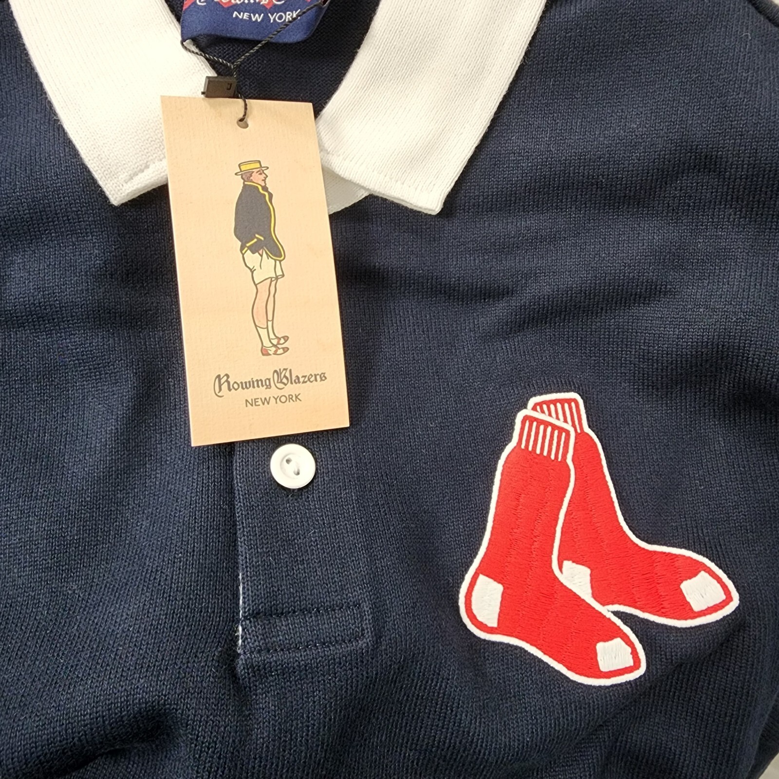 FILA Maglietta da rugby Rowing Blazers Ny TAGLIA M BOSTON RED SOX Navy BLU ROSSA