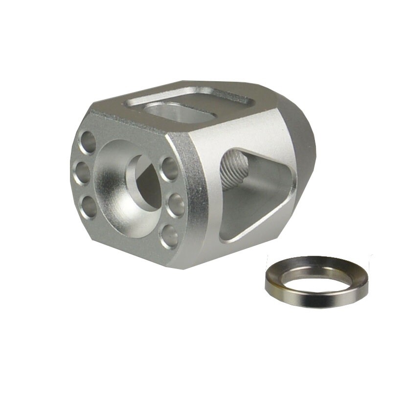 2882 DSP ブラスタープレミア D Blue 1/2x28 TPI Al 6082 T6 Slant Port Muzzle Brake