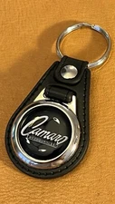 BLACK fine leather CAMARO KEYCHAIN