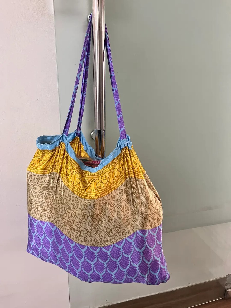 Recycled Silk Sari Shopping Bags Reusable Carry Bags Tote bags