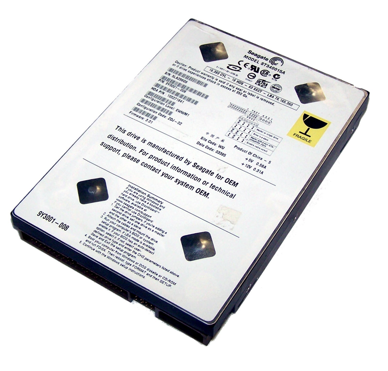 HP 40GB 5400RPM UATA/100 Hard Drive ST340015A