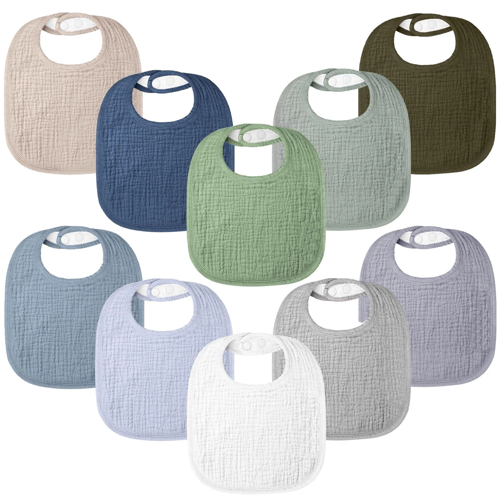 100% Cotton Muslin Baby Bib For Toddler Infant Newborn Teething 10 PCS Kit