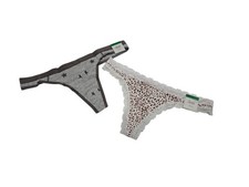 Jenni Womens Large Thong Underwear Panties Cotton 2 Pair Star Print Animal Print