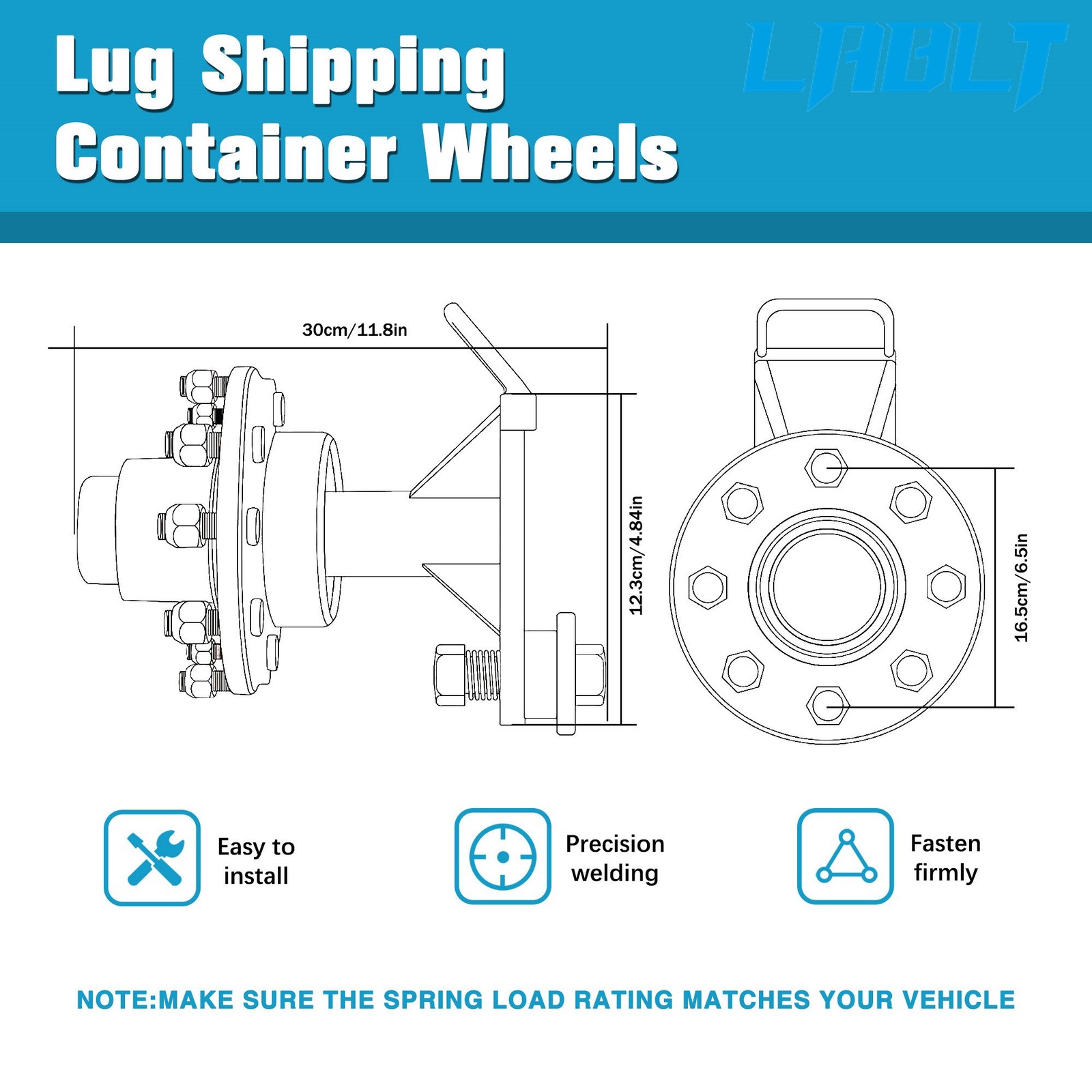Pair Upgraded 8 x 6.5 Lug Superior Shipping Container Wheels Bolt-on ...