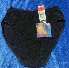 Vintage NWT Maidenform Black Lace Panties Hi Cut Brief Panty Size 5