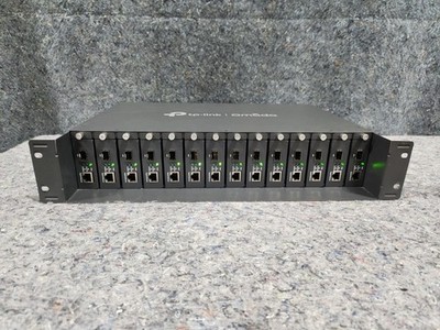 TP-Link Omada MC1400 Rack Chassis Loaded w/14 MC220L Media Converter SFP to RJ45