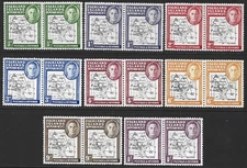 F.I.D. 1946-49 KGVI Maps Set Gap in 80th Parallel SG.G1a/G8a Mint Hinged Cat:£50