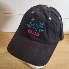 He's The Captain I'm The Boss Hat Strapback Baseball Vintage Cap Dad Trucker