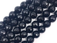 2mm Big Hole High Quality Black Onyx Round Faceted Beads, 8mm/10mm/12mm Natural