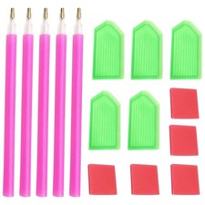 Diamond Painting Tools 15 PCS 5D with Drill Pen Grip Tray Green for Kids Adults