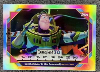 Buzz Lightyear 2025 Topps Disneyland 70th #99 Rainbow Foil Timeline Star Command