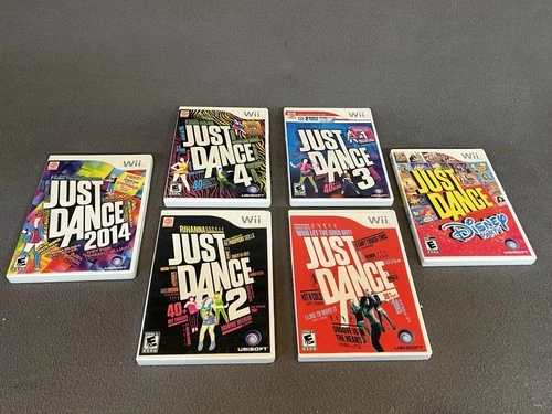 Nintendo Wii Just Dance Lot of 6, Just Dance 2,3,4, Top Hits, Disney Party, 2014