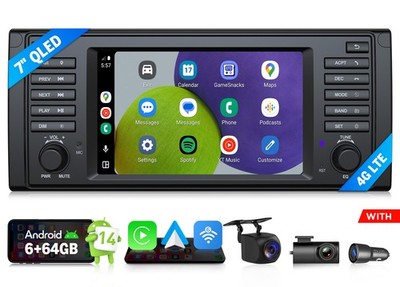 Android 14 7'' 6+64 for BMW 5 Series E39 528i 530i 1995-2003 Car Radio CarPlay 4G