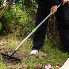 WORKPRO 65" Bow Rake 17 Tines Metal Head Rakes Heavy Duty Adjustable Handle Rake