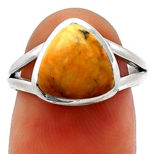 Natural Honey Dendritic Opal 925 Sterling Silver Ring s.7 Jewelry R-1005